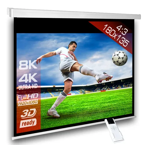 4:3 SlenderLine Beamer Motorleinwand 200 x 165 (194x145) cm HDTV 3D 4K 96