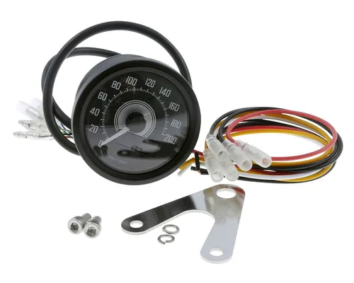 Tacho Motorrad DAYTONA VELONA, schwarzes Gehäuse, rund D. 60 mm, bis 200 km/h