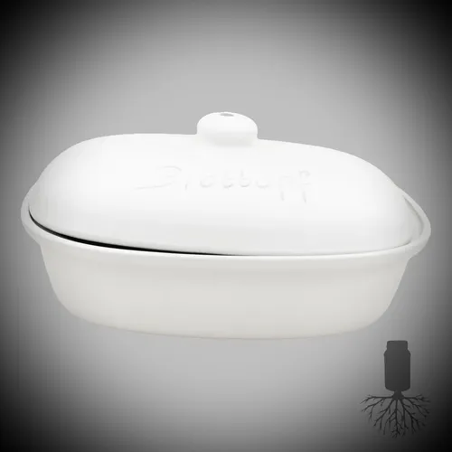 Brottopf 30 cm weiss matt oval - Steinzeug Westerwald - Moderner Brotkasten aus Steingut, ideal zur Aufbewahrung von Brot und Brötchen. Hält Ihre Backwaren frisch und schmackhaft!