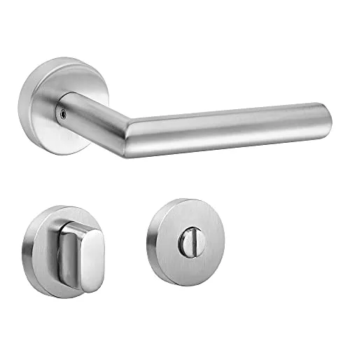 Hochwertige Edelstahl Rosettengarnitur New Orleans - WC/Bad in silber von ck-türbeschläge