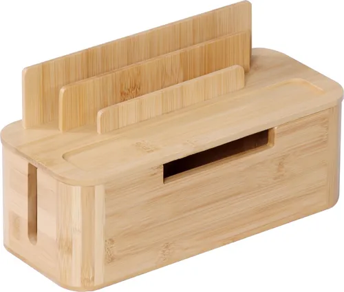 Relaxdays Kabelbox mit Handyhalter aus Bambus von Relaxdays