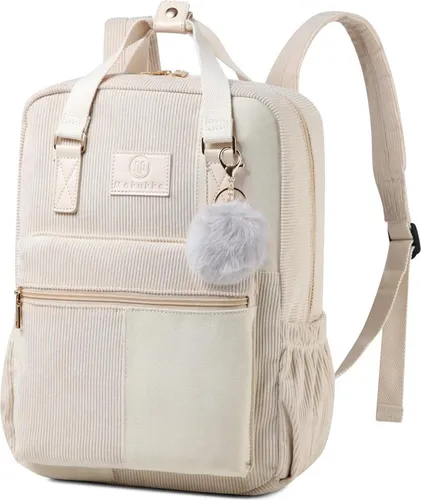 Makukke Cord Rucksack Anti-Theft Daypack - Beige - Stylischer Cityrucksack mit Anti-Theft-Funktion, ideal für Damen und Herren, perfekt für den Alltag und Reisen.