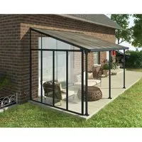 Palram Canopia Seitenwand - Flexibel für Terrassenüberdachungen mit 3m Tiefe - Terrassenüberdachungen, schützt mit UV-beständigen Acrylglasplatten und rostfreiem Aluminiumrahmen. Verstellbare Höhe von 260 bis 305 cm für optimale Anpassung.