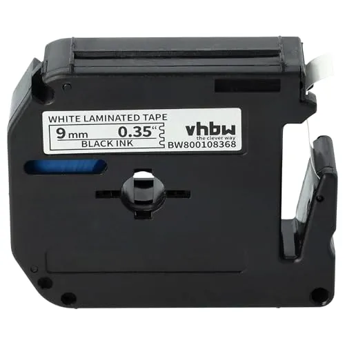 vhbw Schriftband-Kassette kompatibel mit Brother P-Touch 80SCCP, BB4, M95, 90, 70SR, H100, 80, H110, 85 Etiketten-Drucker 8m x 9mm Schwarz auf Weiß
