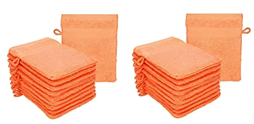 Betz Premium Waschhandschuhe 20 Stück 16x21 cm 100% Baumwolle orange - Hochwertige Waschlappen aus 100% Baumwolle, extrem saugstark und bis 60 Grad waschbar. Ideal für die tägliche Reinigung und Pflege, langlebig und pflegeleicht.