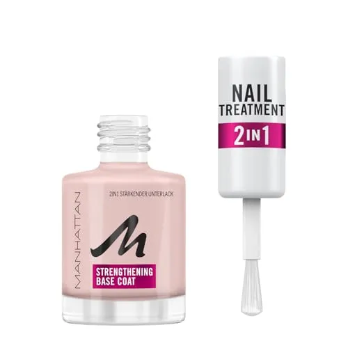 Produktbild Manhattan Nail Treatment 2in1 Strengthening Base Coat, transparenter Nagellack zur Kräftigung der Nägel, 12 ml