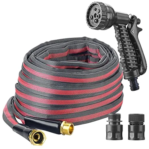 Royal Gardineer Textil Wasserschlauch: UV-beständiger Textil-Gartenschlauch mit Brause, 2 Strahlarten, 20 m (Textilschlauch Wasser, Gartenschlauch mit Latexkern, Bewässerung)
