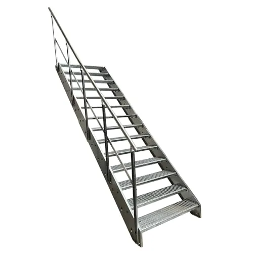 Kaminbau Mierzwa Premium Stahl Treppe mit Geländer links
