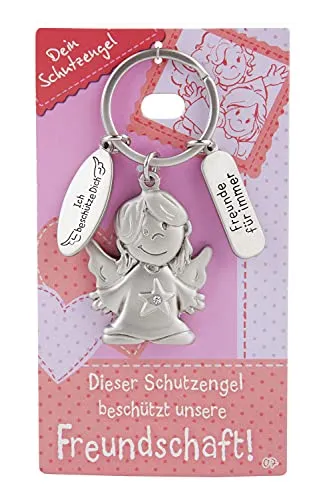 Depesche 7518-007 Schutzengel Schlüssel-Anhänger aus Metall, Glücksbringer mit Engel, Schlüsselring und liebevoller Botschaft, zum Verschenken an Familienmitglieder, Freunde und Bekannte