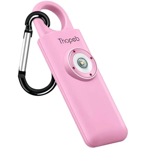 Der Original Persönlicher Alarm Für Frauen, Schlüsselanhänger Alarm mit Sirene für Selbstverteidigung und Sicherheit, Von der Polizei Empfohlen, 130 dB Sirene, LED-Stroboskoplicht, Knallfarben (Rosa)