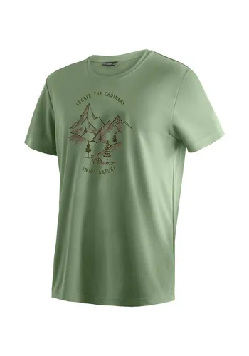 Maier Sports Dieter Print Funktionsshirt Gr M grün - T-Shirt für Wanderer und Reisende, dezent bedruckt und aus 100% Polyester; bietet Stretch für optimale Bewegungsfreiheit.