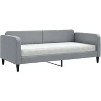 vidaXL Tagesbett mit Matratze Hellgrau 90x200 cm - Vielseitiges Tagesbett und Sofa in einem. Ideal für Gäste, mit komfortabler Schaumstoffmatratze für optimalen Schlafkomfort. Strapazierfähiger Stoff und robuste Konstruktion.