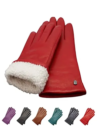 AKAROA ESTD 2019 Lederhandschuhe Damen MIA - Touchscreen Funktion - Handschuhe & Fäustlinge für Damen, aus italienischem Leder mit warmem Lammfellfutter, perfekt für kalte Tage und Smartphone-Nutzung, in 4 Größen erhältlich.