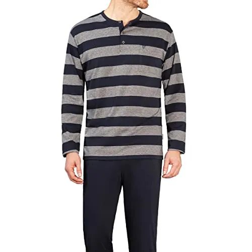 Hajo Pyjama Klima Light langer Herren Schlafanzug - Herren-Nachtwäsche, atmungsaktiv und bügelfrei für optimalen Komfort, ideal für entspannte Nächte.
