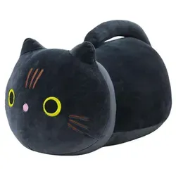 Lean Plüsch Maskottchen Schmusekatze Mit Langem Schwanz Schwarz 40Cm