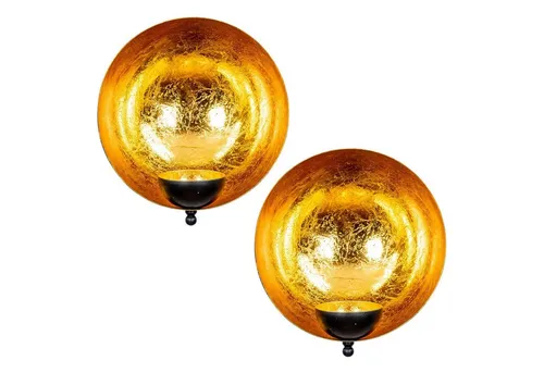 Levandeo® Kerzenständer, 2er Set Wand Teelichthalter Schwarz Gold Metall Kerzenhalter Wanddeko