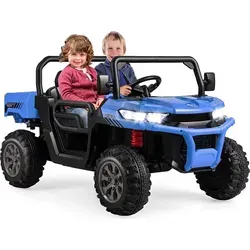 GOPLUS Kinder Elektroauto 2-Sitzer mit Kippbett und Fernbedienung (Blau)