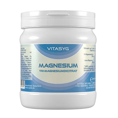 Vitasyg Tri-Magnesiumdicitrat Pulver - 1000g Dose - Magnesium Citrat - inklusive Messlöffel - gut dosierbar - vegan - ohne Zusätze