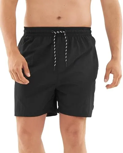 Johnny Urban Badehose Herren Schwarz - Jay - Badeshorts mit Innenhose - Schwimmshorts für Männer - Boardshorts mit Meshfutter - Elastischer Bund mit Kordelzug - Einfarbig