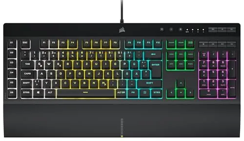CORSAIR K55 RGB PRO - Mecha-Membran Tastatur, kabelgebunden in Schwarz mit beeindruckender RGB-Beleuchtung für Gaming und produktives Arbeiten