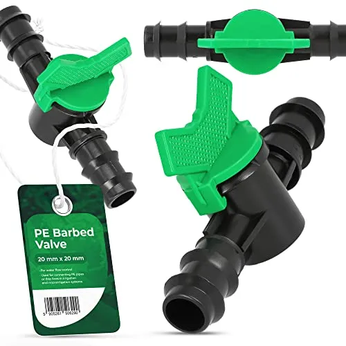 Instalguru PE Absperrhahn Kugelhahn PE-Rohr 20x20mm Gartenbewässerung Tropfleitung Bewässerungssystem Anschlussstück Schlauchverbindung Garten Mikrobewässerung Wasser Perlschlauch Schläuche Verbinder