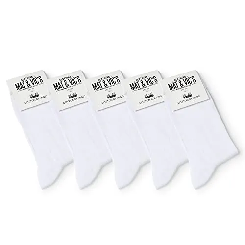 Mat & Vic's Socken Herren 47-50 weiß/white socks men & women - Strümpfe Baumwolle Cotton Classic, 5 Paar, Freizeit, Anzug, Arztsocken Damen und Männer Herrensocken weiß