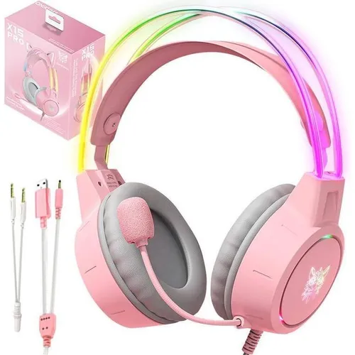 Onikuma X15 PRO RGB-Gaming-Kopfhörer Pink in pink von Onikuma