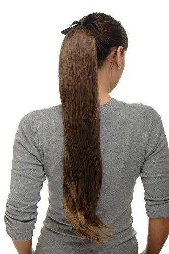 WIG ME UP - Haarteil Zopf Pferdeschwanz Streckkamm und Band lang glatt Braun, Mittelbraun-Hellbraun-Mix 65cm D13001-6T14
