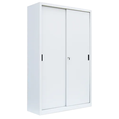 XXL Schiebetürenschrank aus Stahl in weiß von Lüllmann