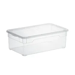 Rotho Aufbewahrungsbox CLEAR - Kunststoff-Aufsbewahrungsbox in transparentem Design mit 5 Litern Fassungsvermögen und praktischem Deckel, ideal für die ordentliche Aufbewahrung zu Hause.