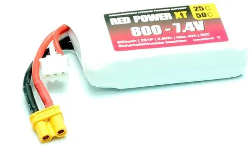 Red Power Modellbau-Akkupack (LiPo) 7.4 V 800 mAh 25 C Softcase XT30 - Hochleistungs-LiPo-Akku für optimale Leistung und geringes Gewicht im Modellbau
