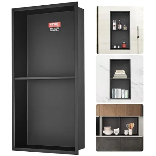VEVOR Wandnische Edelstahl 10x33,02x63,5cm in schwarz von Vevor