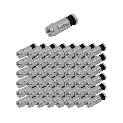 100x F Kompressionsstecker für Videokabel - Wasserdichte F-Kompressionsstecker für Rundkabel, ideal für professionelle Sat-Installationen und garantieren eine zuverlässige Verbindung.