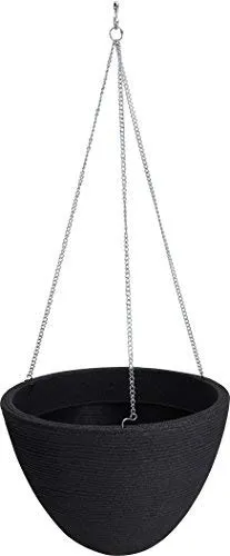 Spetebo Kunststoff Blumenampel Ø 33 cm anthrazit - Hängeampel Pflanzschale Hängeschale - Hänge Blumentopf