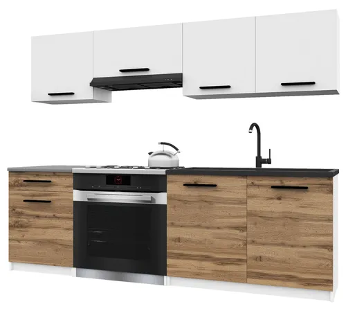 Belini Moderne Küchenzeile ITALIA 1 – 180cm Weiß-Goldbraun Matt