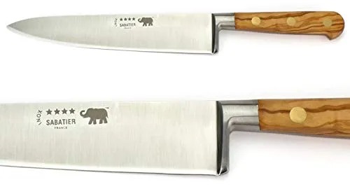 Thiers-Issard Sabatier Kochmesser Küchenmesser Messer - Klinge 20 cm - Griff Olive Olivenholz - Geschmiedete Profi Qualität