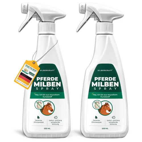 SILBERKRAFT Milbenspray für Pferde - Effektiver Milbenschutz für Pferde: Unser Spray vertreibt zuverlässig Milben, Flöhe und andere Parasiten aus Fell und Umgebung. Einfach anzuwenden und mit geprüfter Qualität – ideal für Sattel und Stall.