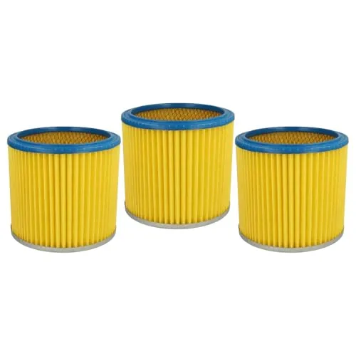 vhbw 3x Faltenfilter kompatibel mit Aqua Vac Ineal 3100, 4100 Staubsauger - Patronenfilter, Blau Gelb