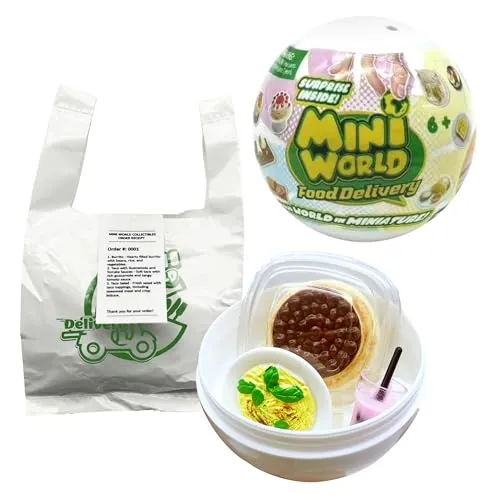 Bizak Mini World Delivery, Sammelkapsel mit Speisetellern in Mini-Version, enthält 3 Überraschungszubehör und Aufkleber, 72 Modelle zum Sammeln, kreatives Spielzeug, ab 6 Jahren (64505001)