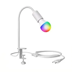 ledscom.de E27 Klemmleuchte LELE mit Schwanenhals, weiß inkl. E27 Smart Home RGBW LED Lampe