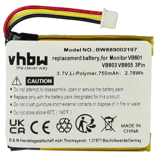 vhbw Akku kompatibel mit Geediar Babyphone Babytalker (750 mAh, 3,7 V, Li-Polymer)