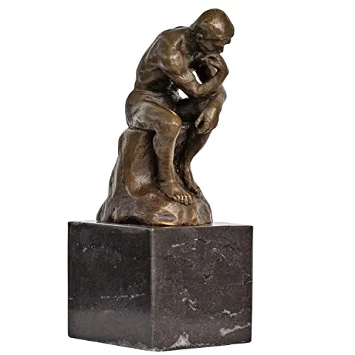 Aubaho Dekoobjekt Bronze der Denker Mann - Antike Bronzeskulptur des Denkers nach Rodin, handgefertigt für ein hochwertiges, dekoratives Erscheinungsbild. Ideal für Kunstliebhaber und stilvolle Wohnräume.