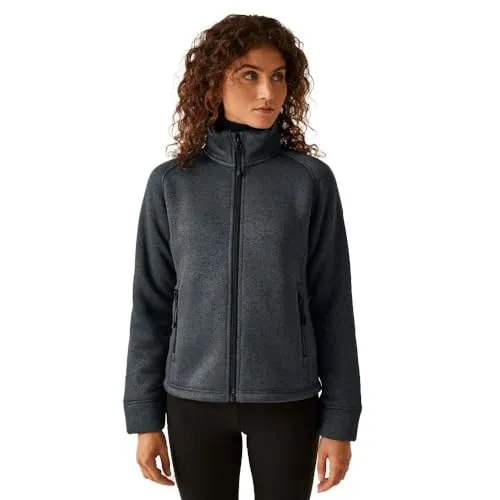 Regatta Emilide Strickfleecejacke mit Teddyfleece innen für Damen, Farbe:Seal Grey, Größe:46