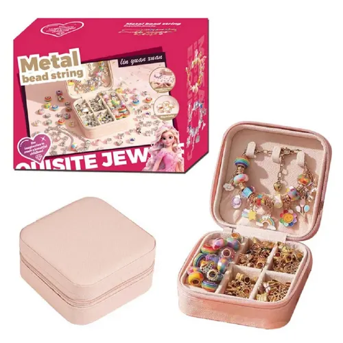 COIL Schmuckset Kinderschmuck, Perlen zum Auffädeln, Selbstbausatz, DIY (66-tlg), Kreativset, Charm Set, Armband, Kette, Haarschmuck