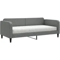 vidaXL Tagesbett mit Matratze Dunkelgrau 90x200 cm - Vielseitiges Betten-Sofa: Ideal für Gästezimmer oder kleine Räume, verwandelt sich dieses Tagesbett tagsüber in ein Sofa und bietet nachts eine komfortable Schaumstoffmatratze.