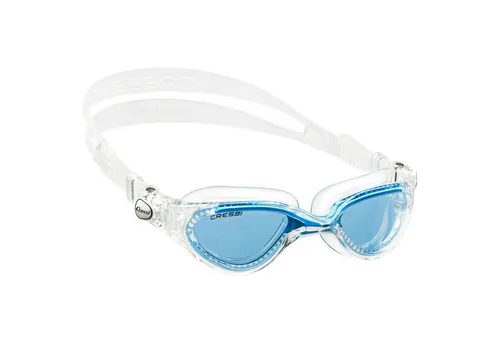 Cressi Schwimmbrille Flash - Clear Frame/Azure - Brillen für Freiwasser- und Freizeitschwimmer, mit bruchsicheren, kratzfesten Gläsern und perfekter Anpassung durch elastische Elemente. Ideal für maximalen Komfort und Sicht.