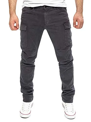 Yazubi Jayden Herren Cargo Chino - Slim Fit Cargohose in Grau - Herren-Jeanshosen mit funktionalem Design und hohem Tragekomfort, dank weicher Baumwolle und Elastan. Ideal für Freizeit und Outdoor-Aktivitäten mit zahlreichen Taschen für viel Stauraum.