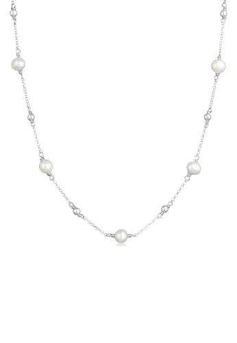 Elli Halskette Damen mit Süßwasserzuchtperlen - Ketten für Damen, aus 925 Sterling Silber vergoldet, stilvolles Design und handgefertigt in Bali, ideal als Geschenk für besondere Anlässe.