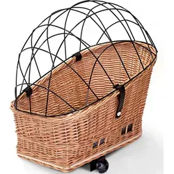 Tigana Hundefahrradkorb XXL aus Weide mit Gitter für Gepäckträger