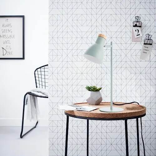 Lightbox Soft Interieur Tischlampe - dekorative Tischleuchte mit Schnurzwischenschalter mit schwenkbaren Kopf - aus Metall/Holz - in grün matt - 47 cm Höhe